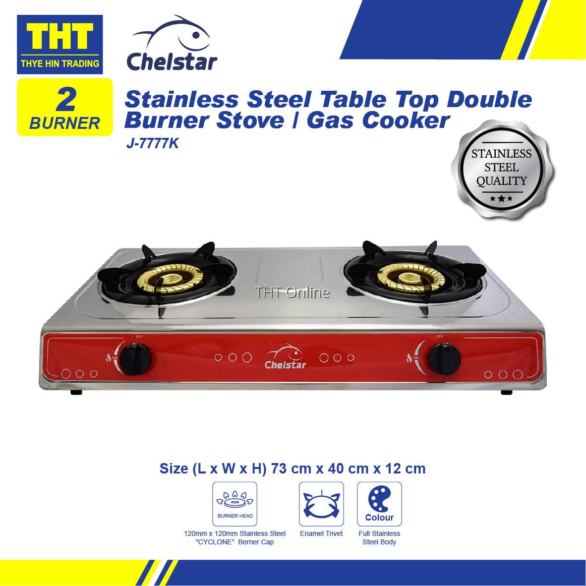 Chelstar Stainless Steel Table Top Double Burner Stove / Gas ...
