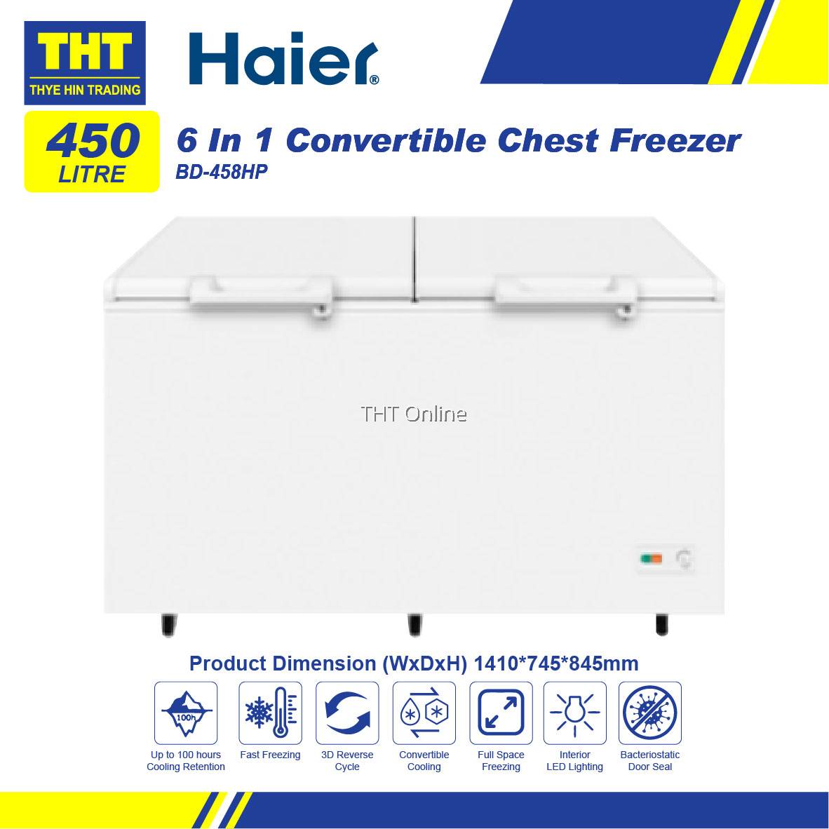 [450L] Haier 6in 1 Convertible Chest Freezer BD458HP