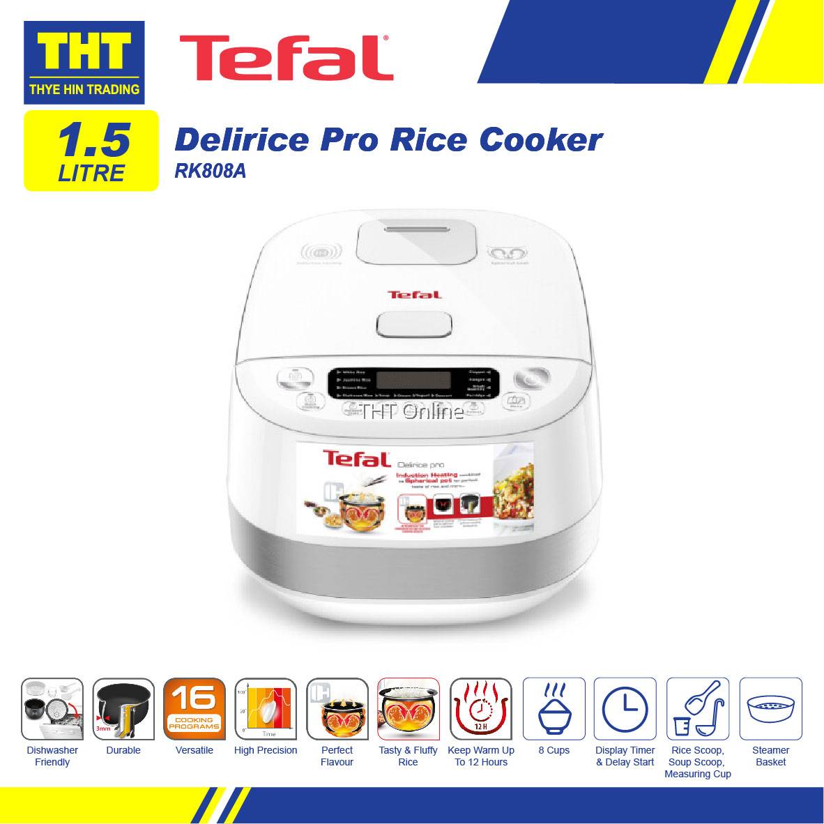 [ 1.5L] Tefal Delirice Pro Induction Spherical Pot Rice Cooker RK808A65
