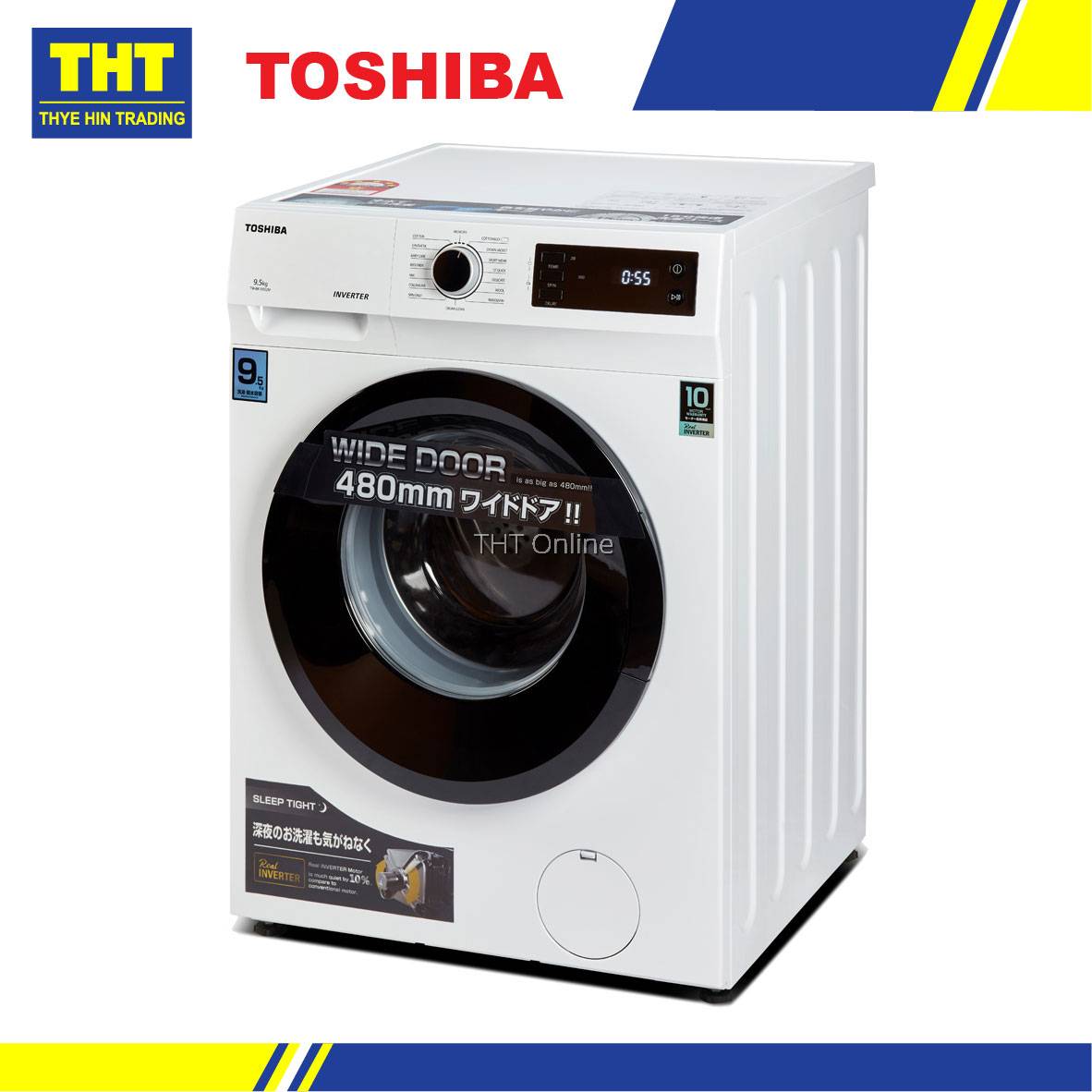 Toshiba 9.5kg Front Load Real Inverter Washer TWBK105S2M