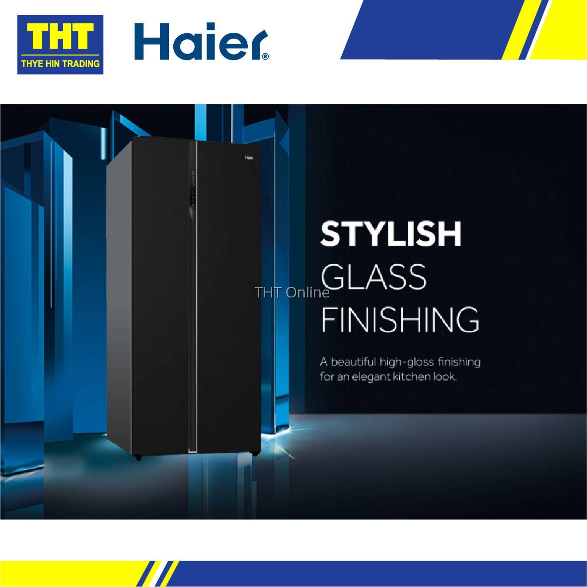 Haier (550L) Side By Side Glass Series Refrigerator HRF619SI(B)