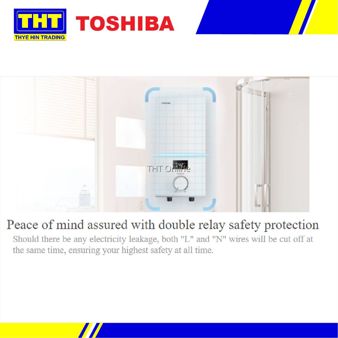 Toshiba Instant Electric Water Heater With Pump and Rain Shower DSK38ES3MB- RS