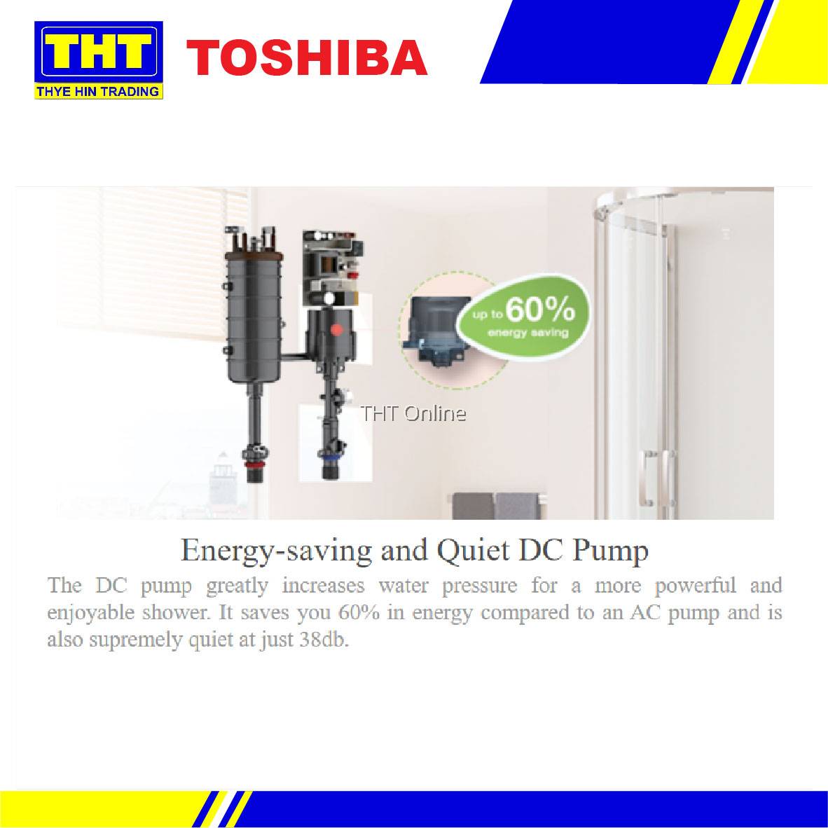 Toshiba Instant Electric Water Heater With Pump and Rain Shower DSK38ES3MB- RS