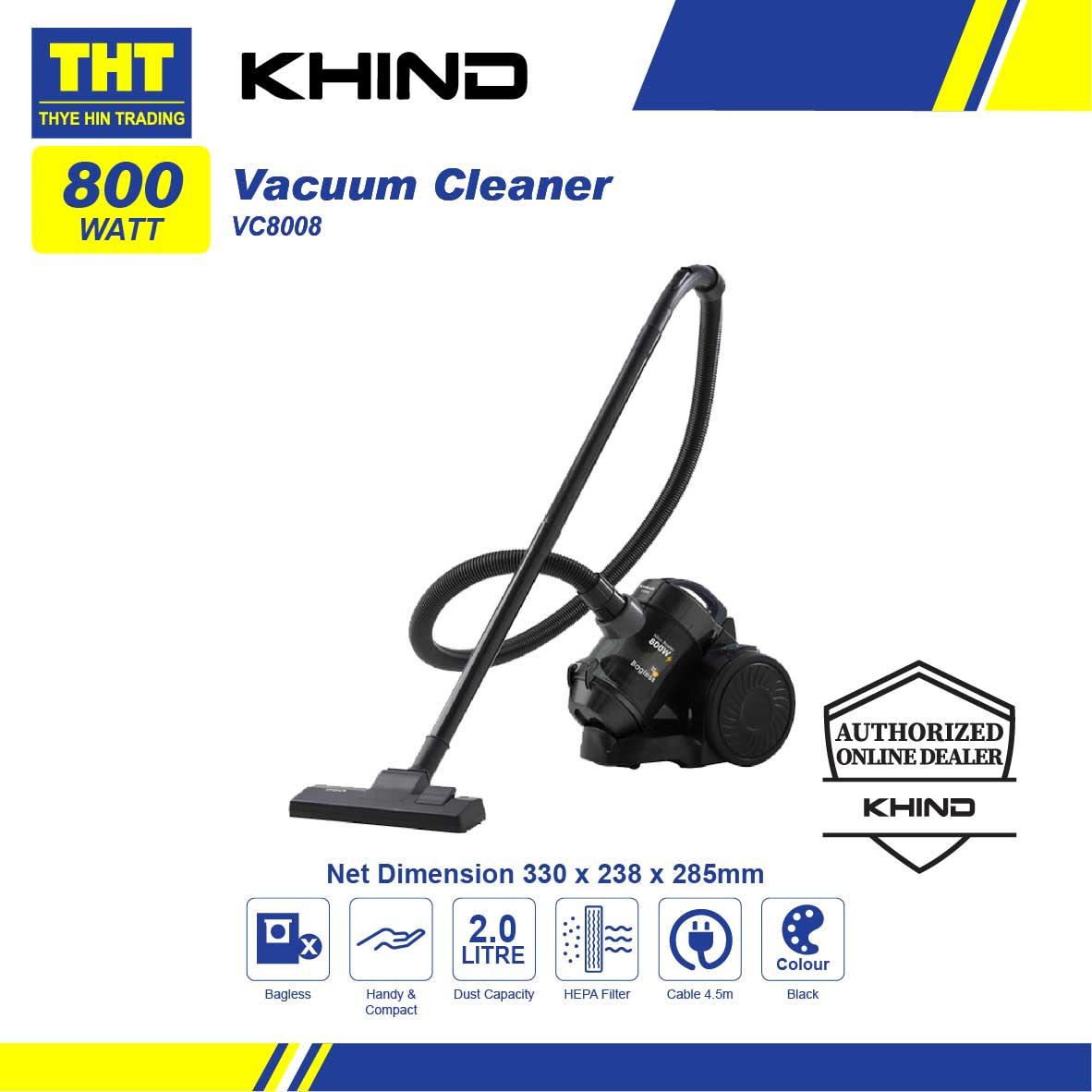 Khind 800W Vacuum Cleaner VC8008