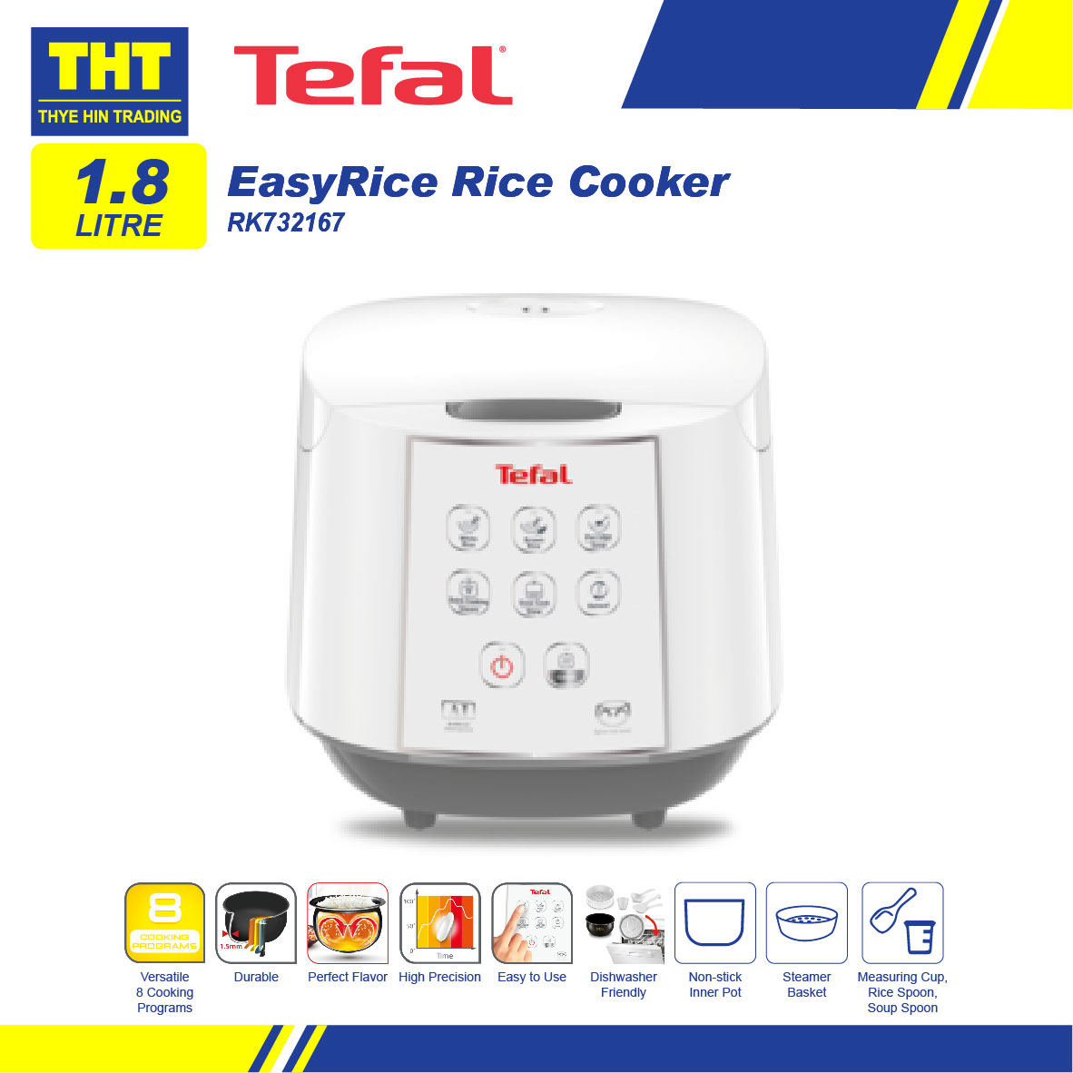 [1.8L] Tefal Fuzzy Logic Rice cooker With Non Stick Inner Pot RK7321