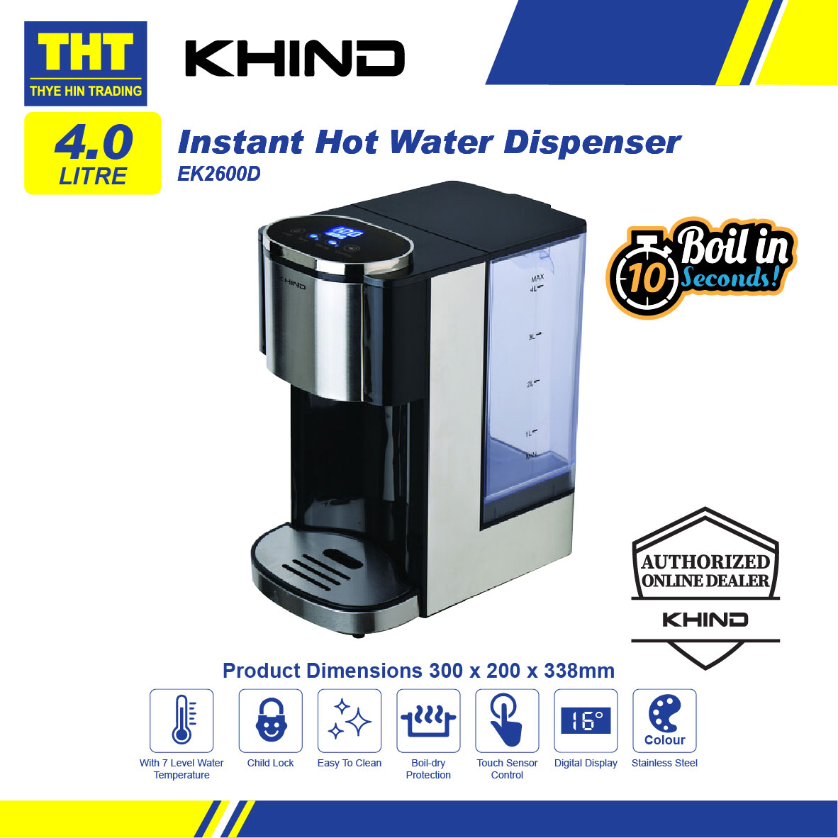 [ 4.0L] Khind Instant Hot Water Dispense EK2600D