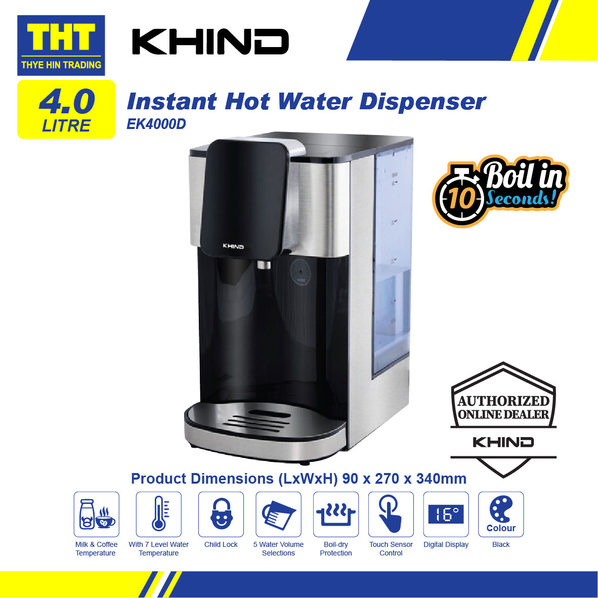 [ 4.0L] Khind Instant Hot Water Dispenser EK4000D