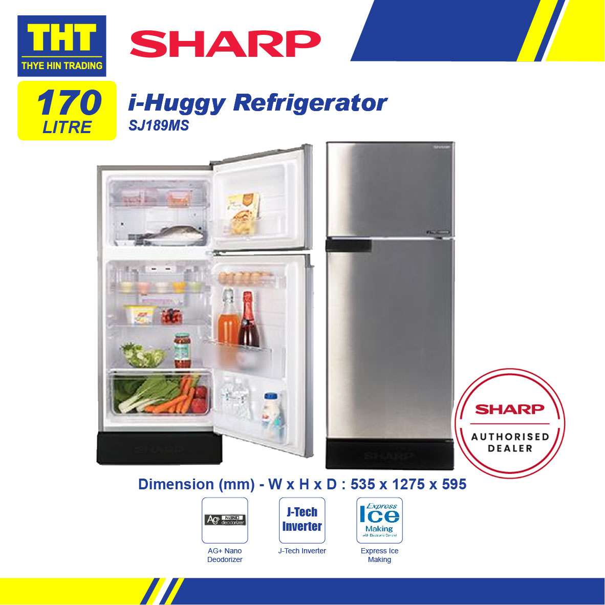 sharp fridge sj189ms