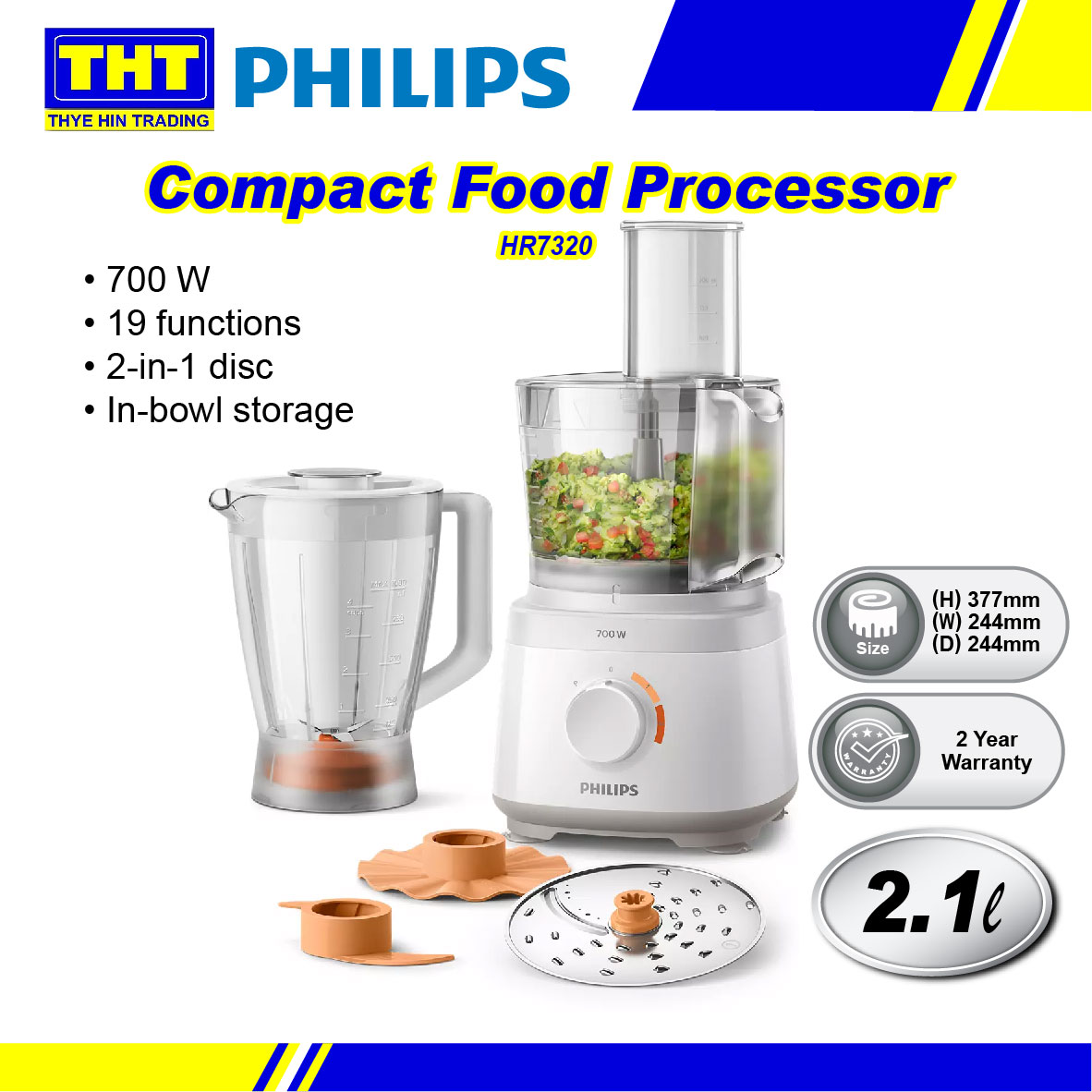 Philips HR7320 (Black or White) 700W Daily Collection Compact Food